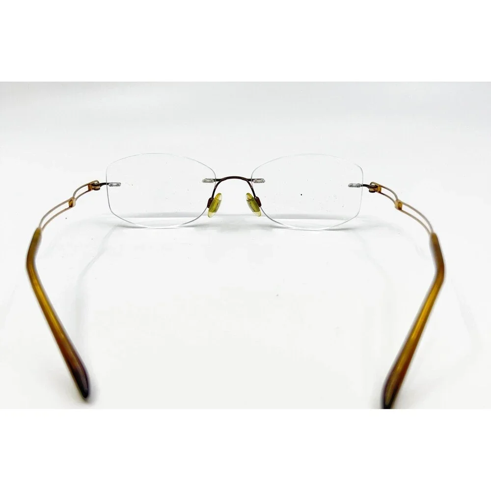 Line Art Eyeglasses Womens Brown Rimless Titanium XL2050 51-17-135